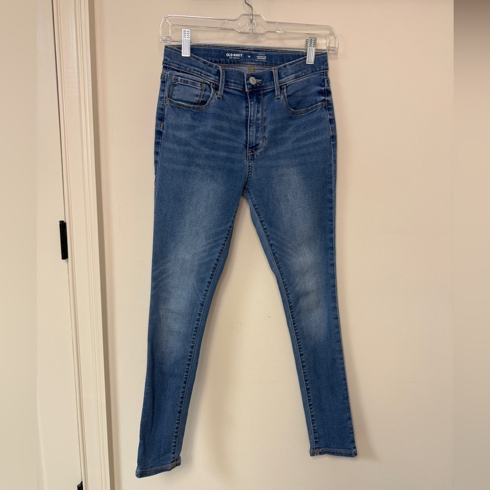 Old Navy: Girl’s Blue Denim High Rise Rockstar Jeggings Jeans, Size 14